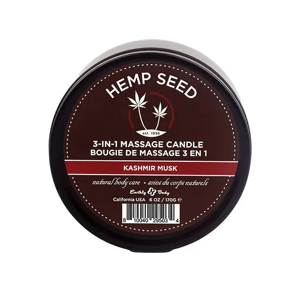 Earthly Body Suntouched Hemp Candle - 6 oz Round Tin Kashmir Musk - Setting The Mood