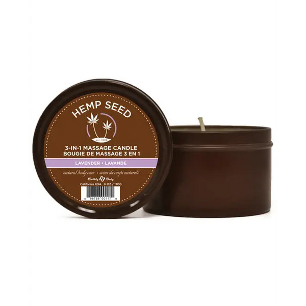 Earthly Body Suntouched Hemp Candle - 6 oz Round Tin Lavender - Setting The Mood
