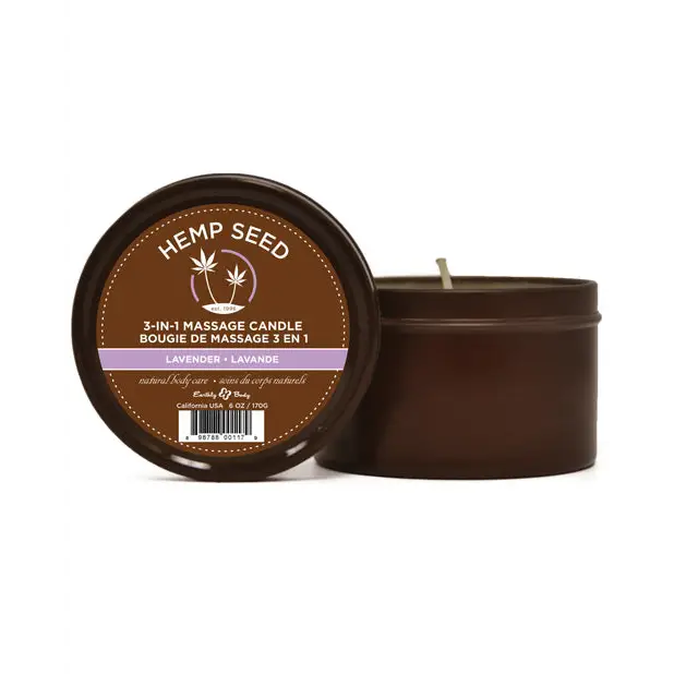 Earthly Body Suntouched Hemp Candle - 6 oz Round Tin Lavender - Setting The Mood