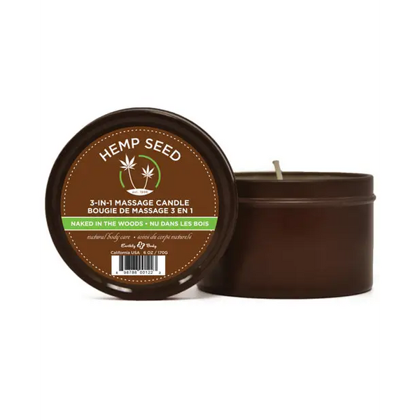 Earthly Body Suntouched Hemp Candle - 6 oz Round Tin Naked in the Woods - Setting The Mood