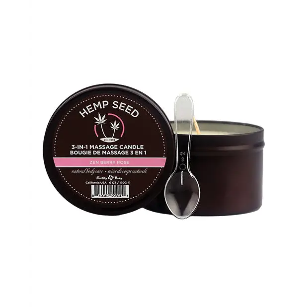 Earthly Body Suntouched Hemp Candle - 6 oz Round Tin Zen Berry Rose - Setting The Mood