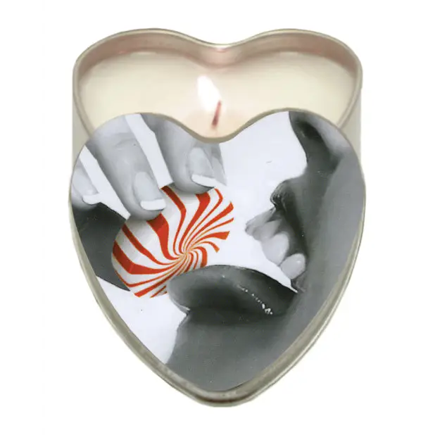 Earthly Body Suntouched Hemp Edible Candle - 4.7 oz Heart Tin Peppermint - Setting The Mood