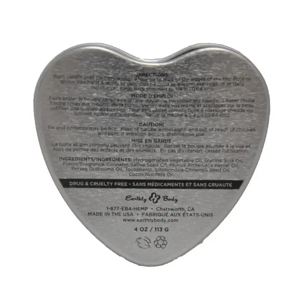 Earthly Body Suntouched Hemp Edible Candle - 4.7 oz Heart Tin Cherry - Setting The Mood