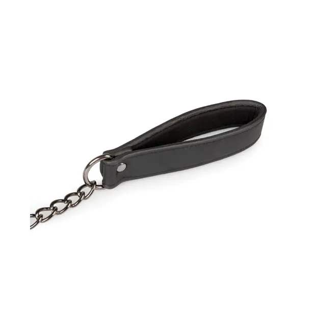 Easy Toys Faux Leather Collar w/Nipple Chains - Black - Bondage Blindfolds & Restraints