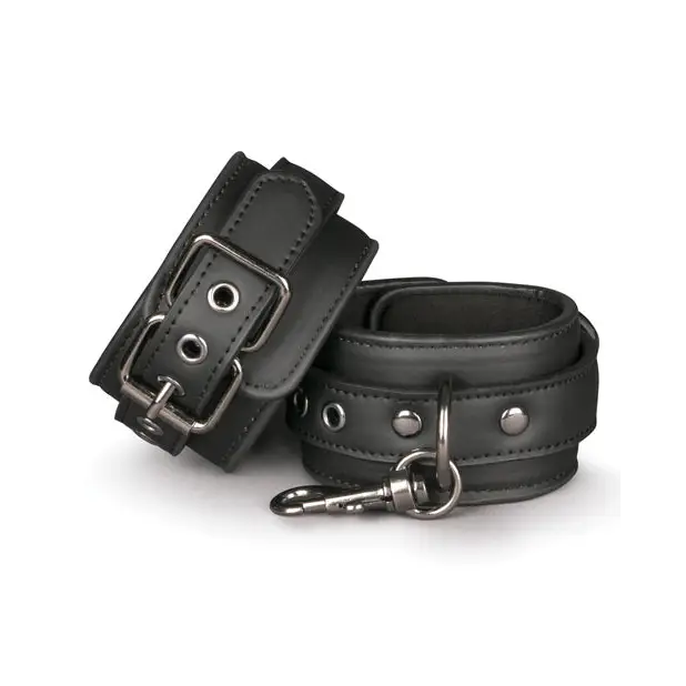 Easy Toys Faux Leather Handcuffs - Black - Bondage Blindfolds & Restraints