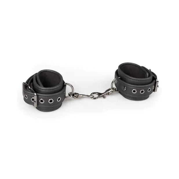 Easy Toys Faux Leather Handcuffs - Black - Bondage Blindfolds & Restraints