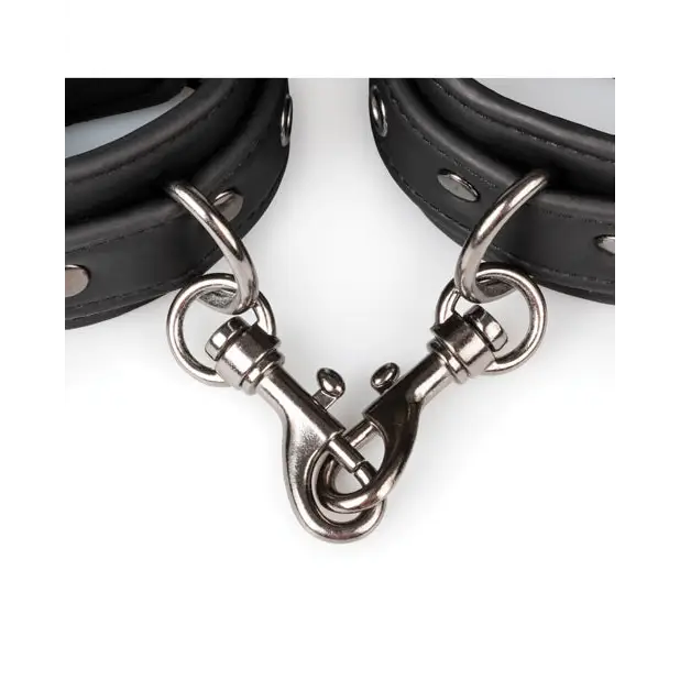 Easy Toys Faux Leather Handcuffs - Black - Bondage Blindfolds & Restraints