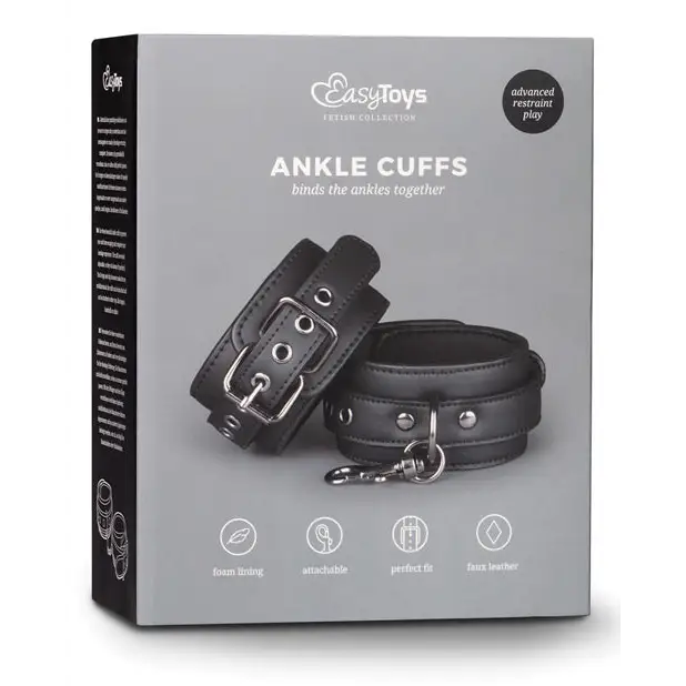 Easy Toys Fetish Ankle Cuffs - Black - Bondage Blindfolds & Restraints