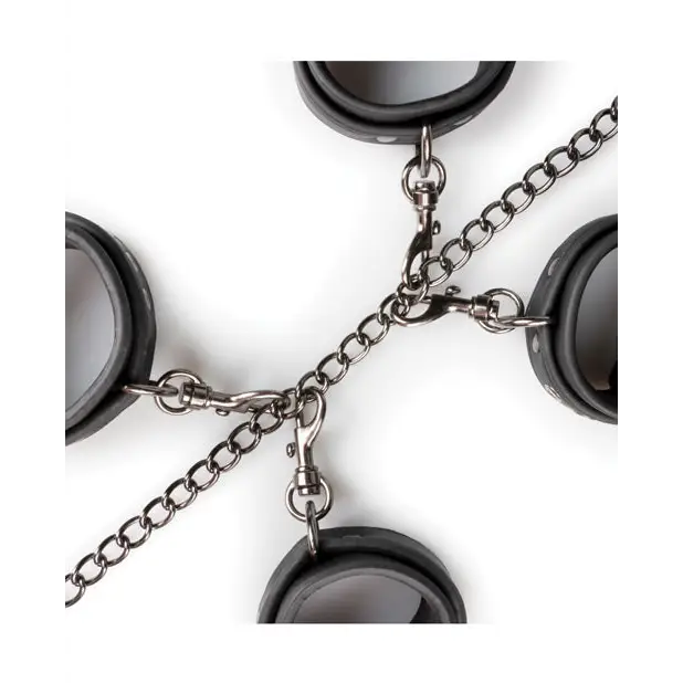 Easy Toys Fetish Set w/Collar Ankle & Wrist Cuffs - Black - Bondage Blindfolds & Restraints