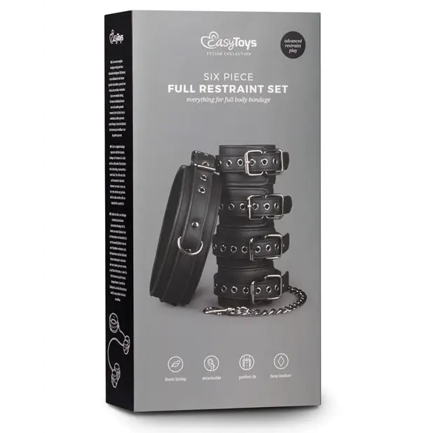 Easy Toys Fetish Set w/Collar Ankle & Wrist Cuffs - Black - Bondage Blindfolds & Restraints