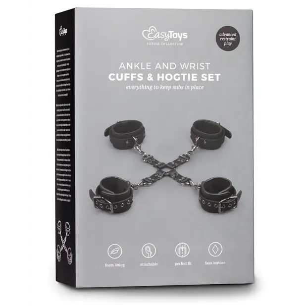 Easy Toys Hogtie w/Hand & Anklecuffs - Black - Bondage Blindfolds & Restraints