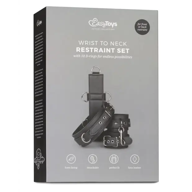 Easy Toys Neck To Wrist Restraint Set - Black - Bondage Blindfolds & Restraints