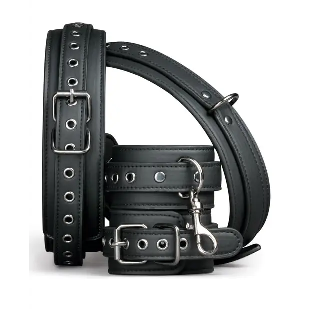 Easy Toys Thigh & Wrist Cuff Set - Black - Bondage Blindfolds & Restraints