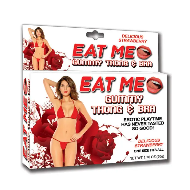 Eat Me Gummy Thong & Bra - Strawberry - Body Toppings & Edibles