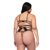 Ebony Rose Floral Guipure Lace Trim Teddy Black 2X - Lingerie - Plus/Queen - Hanging