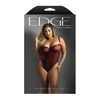 Edge Crotchless Underwire Mesh Teddy w/ Strappy Open Back - Burgundy QN - Lingerie - Plus/Queen - Packaged