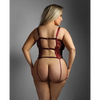 Edge Crotchless Underwire Mesh Teddy w/ Strappy Open Back - Burgundy QN - Lingerie - Plus/Queen - Packaged