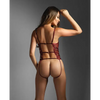 Edge Crotchless Underwire Mesh Teddy w/ Strappy Open Back - Burgundy L/XL - Lingerie - Packaged