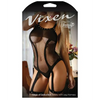 Edge of Seduction Studded Teddy w/Leg Harness Black O/S - Lingerie - Packaged