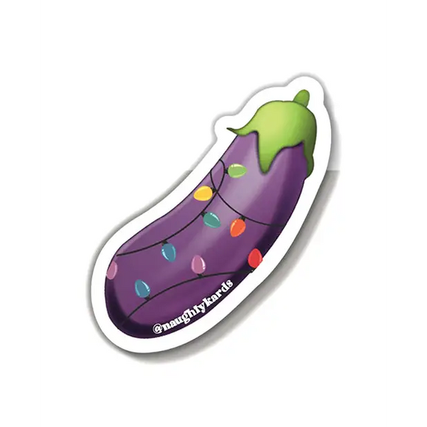 Egg Plant Lit Holiday Sticker - Pack of 3