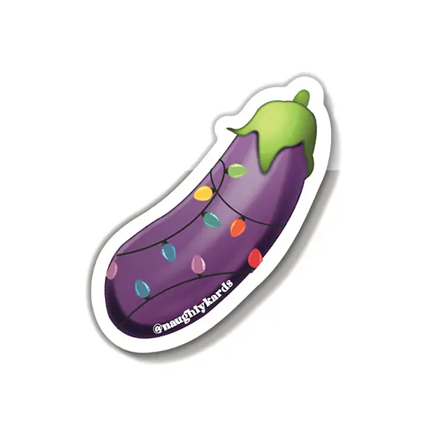 Egg Plant Lit Holiday Sticker - Pack of 3