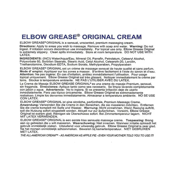 Elbow Grease Original Cream - 4 oz Jar - Gay & Lesbian Products