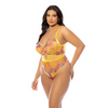 Elisabeth Unlined Underwire Embroidered Teddy - Yellow 1X - Lingerie - Plus/Queen - Hanging