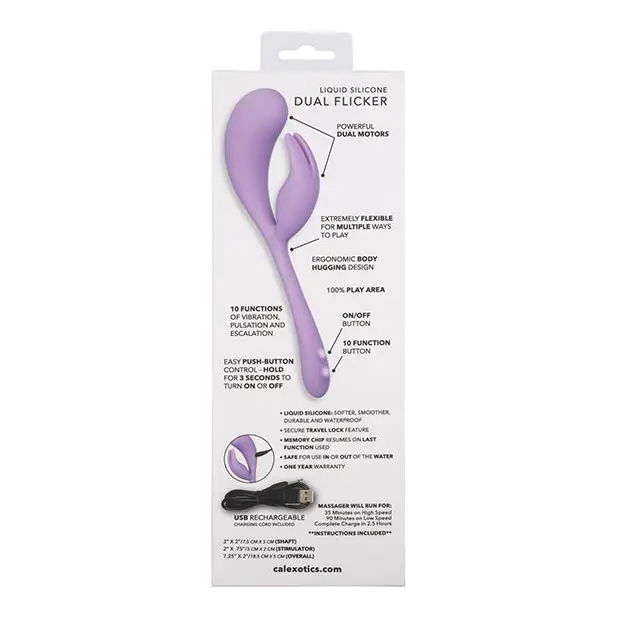 Elle Liquid Silicone Dual Flicker - Purple - Vibrators