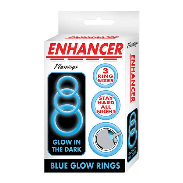 Enhancer Silicone Cockrings - Glow in the Dark Blue - Penis Enhancement