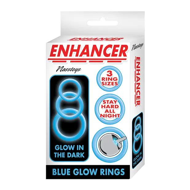 Enhancer Silicone Cockrings - Glow in the Dark Blue - Penis Enhancement