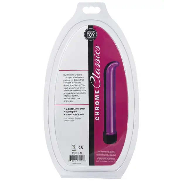 Erotic Toy Company Chrome Classics 7’’ G Spot Vibe - Pink - Vibrators