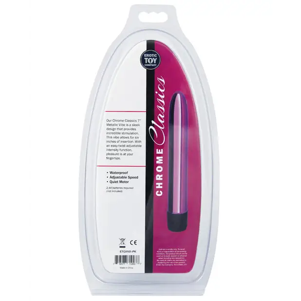 Erotic Toy Company Chrome Classics 7’’ Vibe - Pink - Vibrators