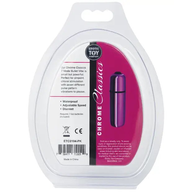 Erotic Toy Company Chrome Classics Bullet 7 Speed - Pink - Stimulators