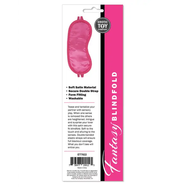 Erotic Toy Company Satin Fantasy Blindfold - Pink - Bondage Blindfolds & Restraints