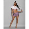 Euphoria 4 pc Girly Adult School Girl Purple Plaid O/S - Costumes