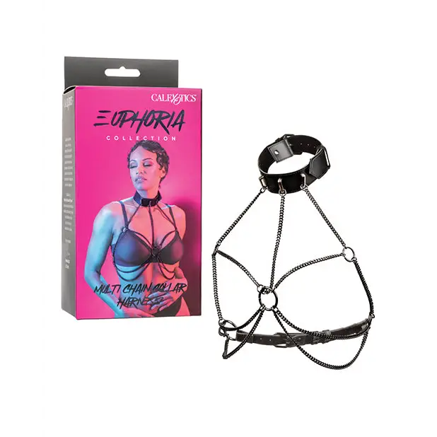 Euphoria Collection Multi Chain Collar Harness - Bondage Blindfolds & Restraints