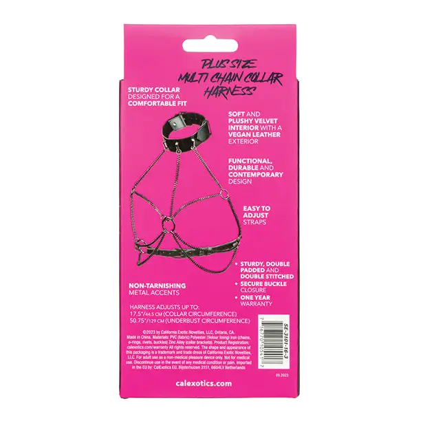 Euphoria Collection Plus Size Multi Chain Collar Harness - Bondage Blindfolds & Restraints