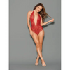Euphoria Halter Tie Open Crotch & Butt Teddy Red O/S - Lingerie - Packaged