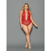 Euphoria Halter Tie Open Crotch & Butt Teddy Red QN - Lingerie - Plus/Queen - Packaged