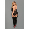Euphoria Halter Zipper Chemise w/Garters G-String & Hose Black QN - Lingerie - Plus/Queen - Packaged