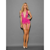 Euphoria Mesh Bustier w/Hose Hot Pink O/S - Lingerie - Packaged