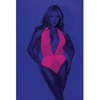 Euphoria Neon Deep V Teddy Neon Pink O/S - Lingerie - Packaged