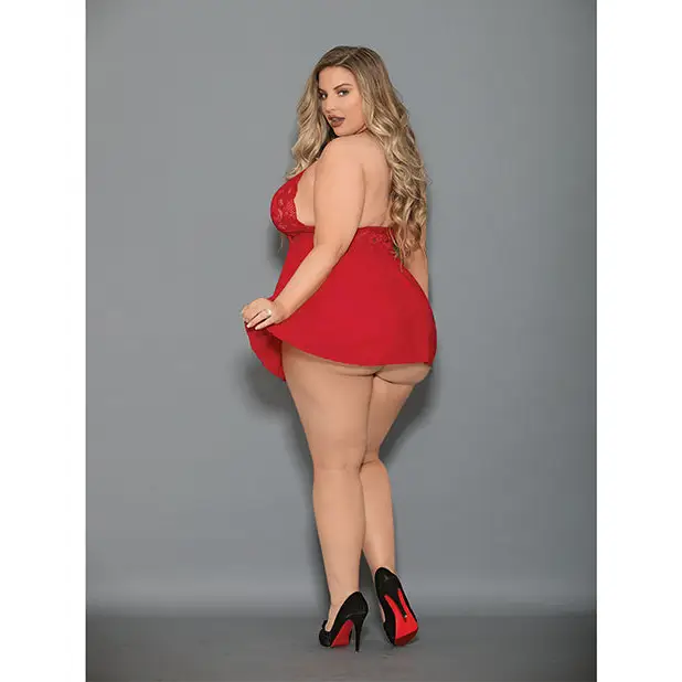 Euphoria Shorty Babydoll & Open Panty Red QN - Lingerie - Plus/Queen - Packaged