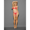 Euphoria Tri Top Bra Garterbelt G-String & Hose Blazing Coral O/S - Lingerie - Packaged