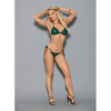 Euphoria Tri Top & Crotchless Side Tie Thong Emerald/Black O/S - Lingerie - Packaged