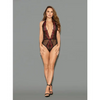 Euphoria Two Tone Lace Halter Crotch Closure Teddy Blk/Red OS - Lingerie - Packaged