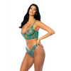 Evelyn Unlined Underwire Embroidered Bustier w/ Panty - Green LG - Lingerie - Hanging