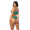Evelyn Unlined Underwire Embroidered Bustier w/ Panty - Green MD - Lingerie - Hanging