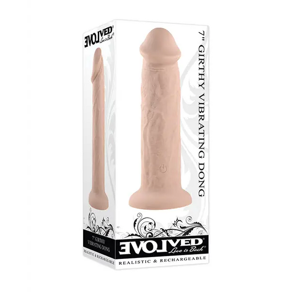 Evolved 7’’ Girthy Vibrating Dong - Light - Dongs & Dildos