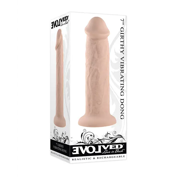 Evolved 7’’ Girthy Vibrating Dong - Light - Dongs & Dildos